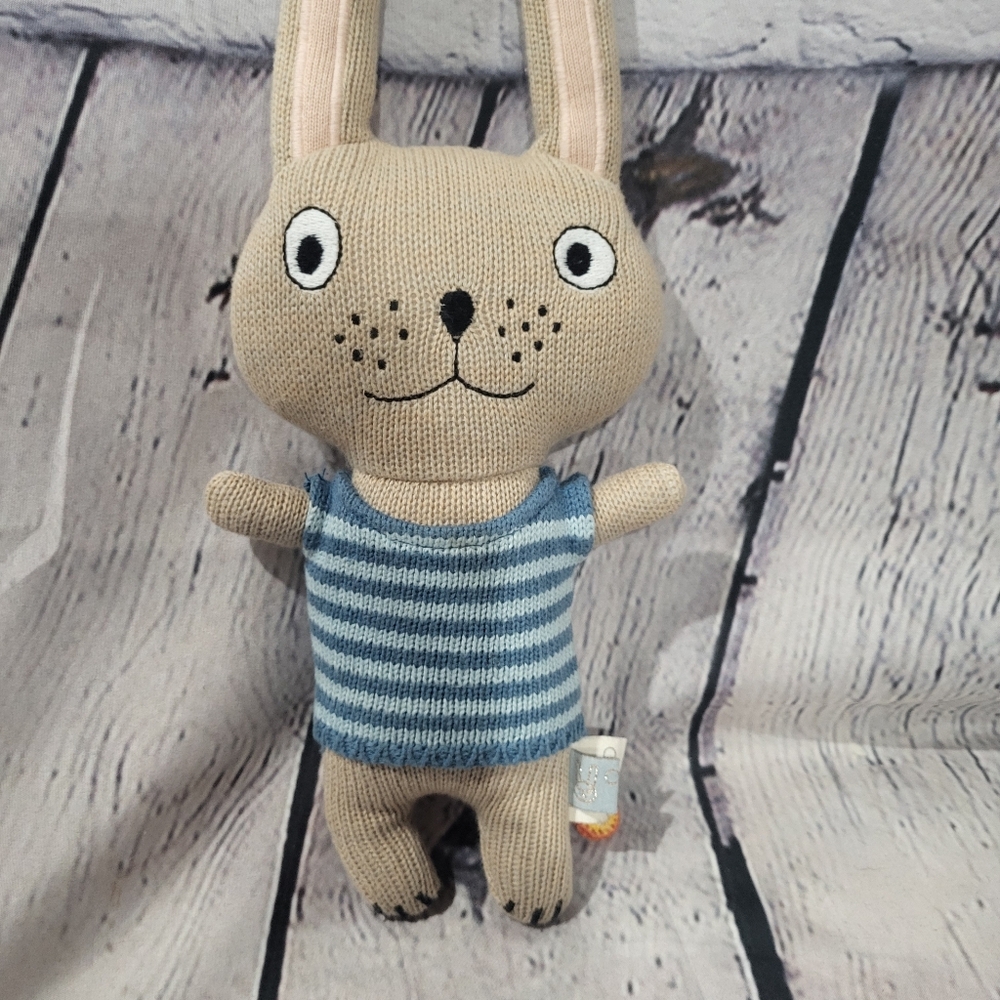 Oyoy Felix Striped Blue and Tan Bunny Plush Toy